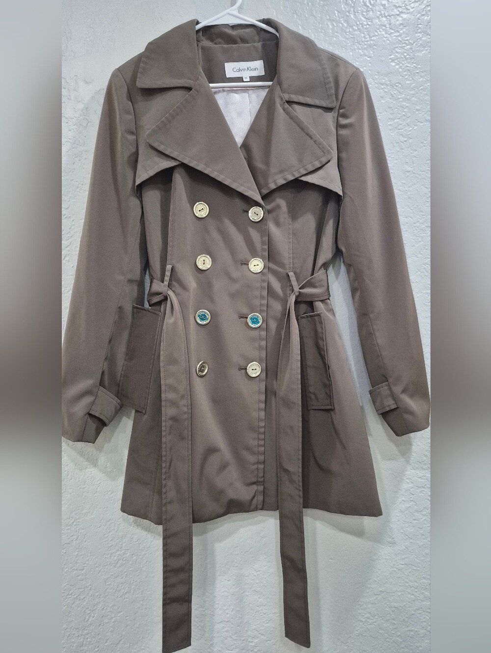Calvin Klein Double-Breasted Trench Coat - Brown - Size L - Picture 5 of 16